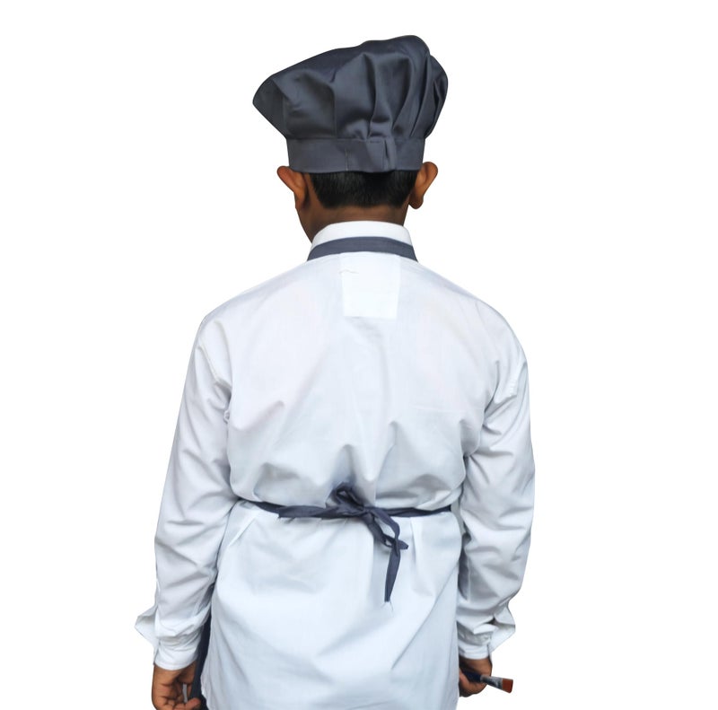 Switchon Polyester Waterproof Adjustable Kids Multi purpose Cooking Apron with a chef cap School Apron - Proudly made in india (Grey, 6Yrs to 11 Yrs) - Image 5