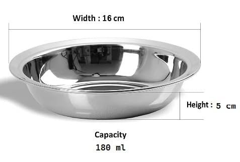 TANISHI KITCHEN'S TANISHI KITCHENS Stainless Steel Holi Special Round Snack Plate Pack of 3 180 ml Each Dia 16 cm Silver Colour - Image 3