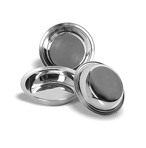 TANISHI KITCHEN'S TANISHI KITCHENS Stainless Steel Holi Special Round Snack Plate Pack of 3 180 ml Each Dia 16 cm Silver Colour - Image 1