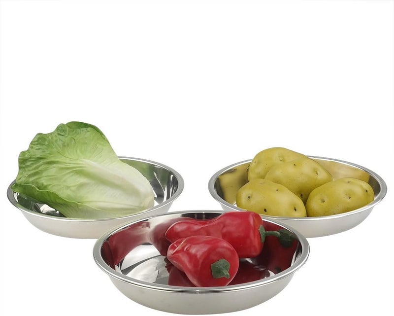 TANISHI KITCHEN'S TANISHI KITCHENS Stainless Steel Holi Special Round Snack Plate Pack of 3 180 ml Each Dia 16 cm Silver Colour - Image 5