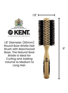 KENT Ent Pf03 Round Curling Brush With Hard Natural Boar Bristle Hair Drying Brush Round Hair Brush And Blowout Brush Small Round Brush For Dry Hair For Shoulder Length Or Shorter Hair (1.8" Head)  - Image 3