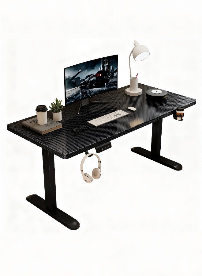 Electric Height Adjustable Standing Desk (Black), 100/120/140*60cm Stand Up Desk Workstation, Ergonomic Computer Table Ideal for Home and Office - Image 1