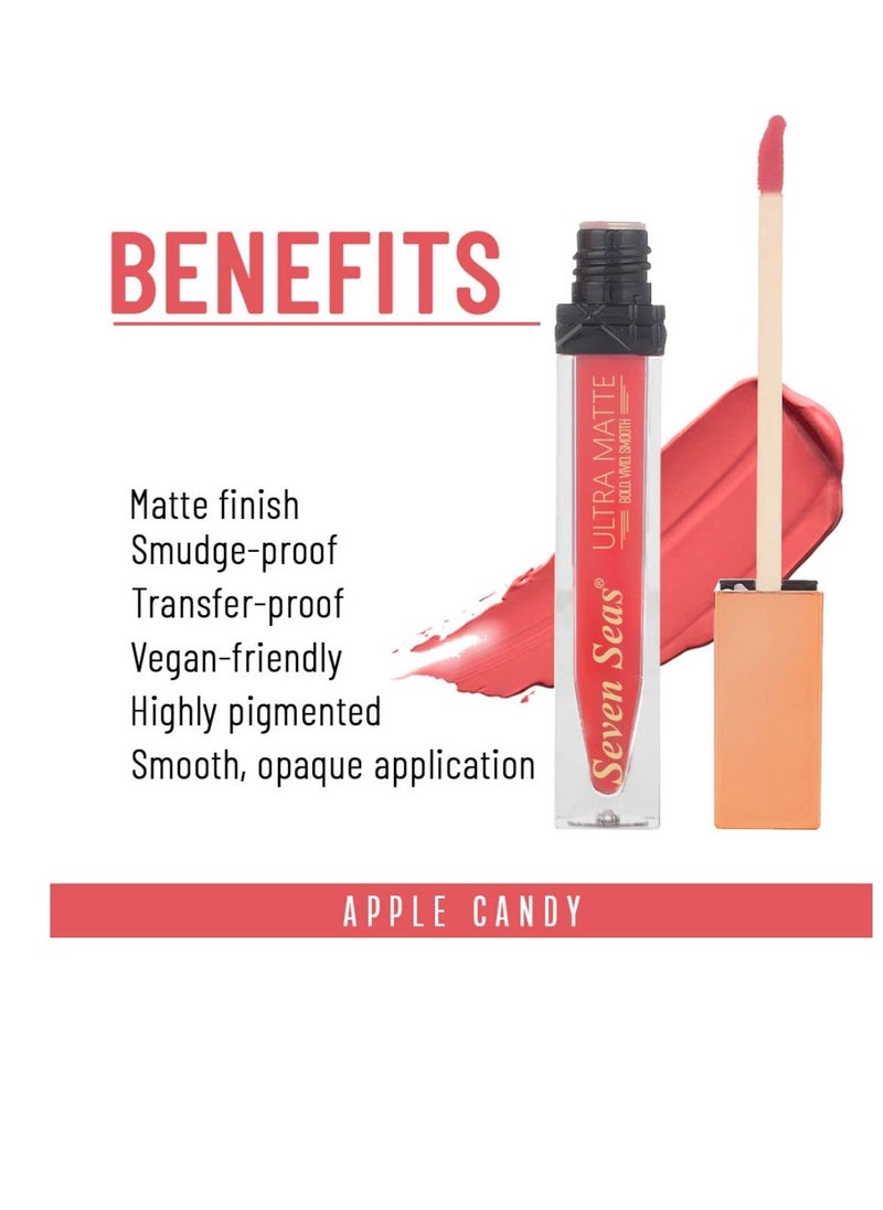 Seven Seas Seven Seas Ultra Smooth Matte Liquid Lipstick Smooth Lip Color Weightless Finish Long Lasting Matte Liquid Lipstick for Women Apple Candy  - Image 4