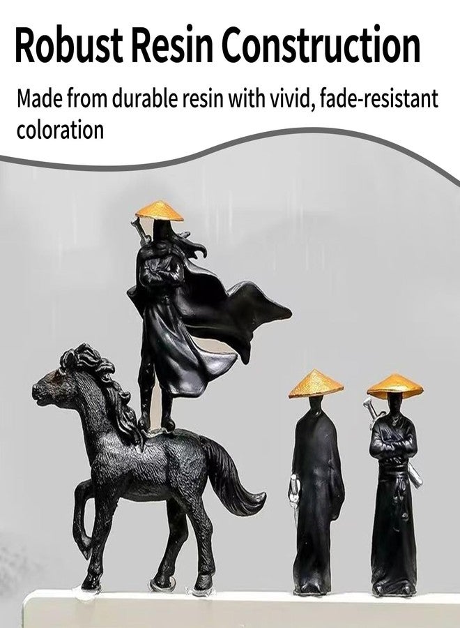 YAFIYGI 4Pcs Samurai Figurine Dashboard Decor Mini Figures for Car Dash Decorations Asian Statue Accessories for Men Office Desk Ornaments Cool Car Figurines Decorations - Image 2