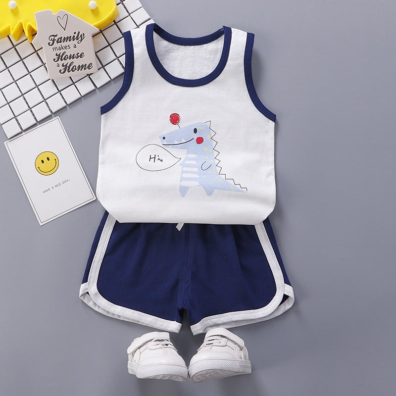 2023 Kids Summer Thin Short Sleeve Set Vest-small crocodile 