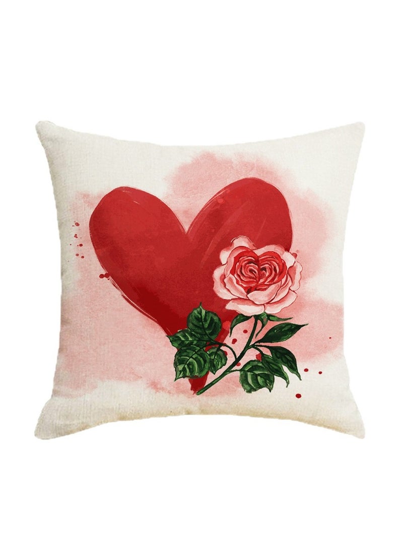 4 Pack Romantic Heart Letter Printed Pillow Covers 45*45cm Linen Sofa Cushion Covers Home Decor Only Covers - Image 5