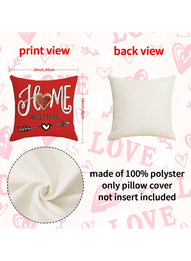 4 Pack Romantic Heart Letter Printed Pillow Covers 45*45cm Linen Sofa Cushion Covers Home Decor Only Covers - Image 4