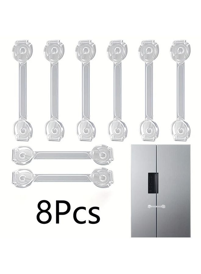 8 قطع أقفال أدراج شفافة آمنة سهلة التركيب متينة مضادة للفتح حماية من العصر - Image 1