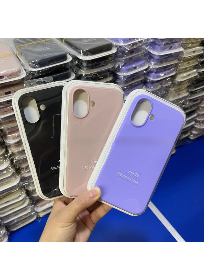 Generic - For Iphone16 Liquid Silicone Phone Case For Iphone 16Pro Max/16Pro Full Covering Drop-Resistant Protective Case-Color:Begonia [with Logo]]-Applicable Model:For Iphone16plus [sealed Packaging] - Image 1