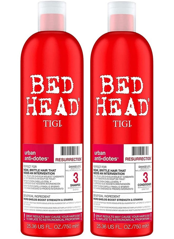 BED HEAD Bed Head by TIGI Urban Antidotes Resurrection Shampoo and Conditioner for Damaged Hair 25.36 fl oz 2 count  - Image 1