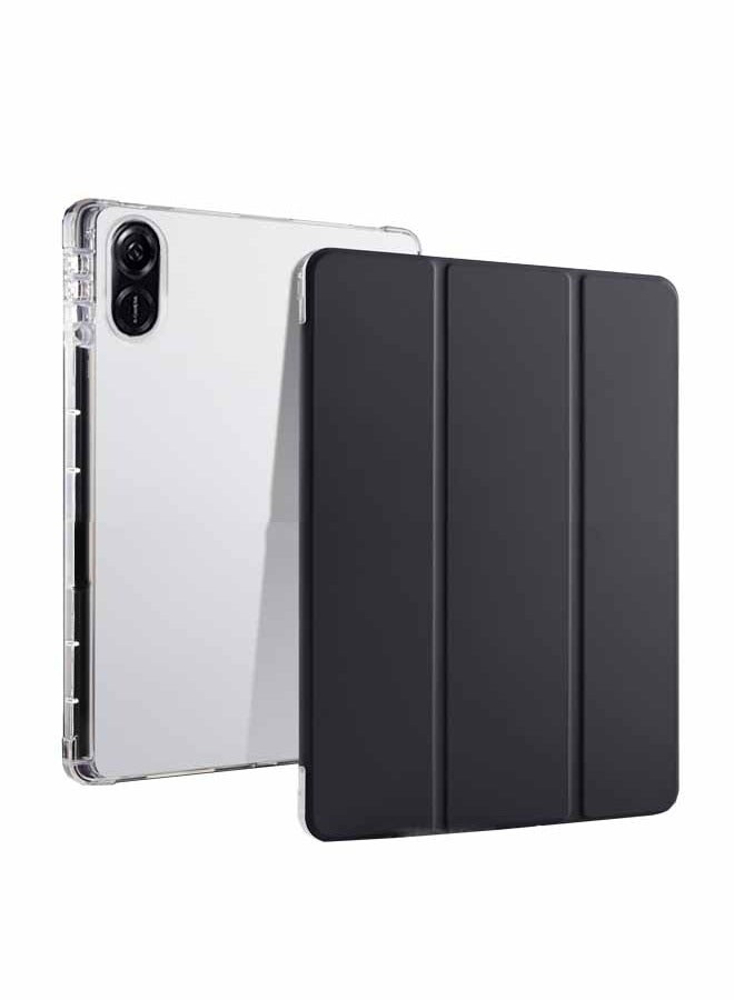 Case for  Honor Pad X9 11.5 Inch,Transparent Airbag With Pen Slot For Anti Drop, Tablet Protective Cover, Triple Fold Multi Angle Design, Automatic Wake-up/sleep, Soft Leather,Black - Image 1
