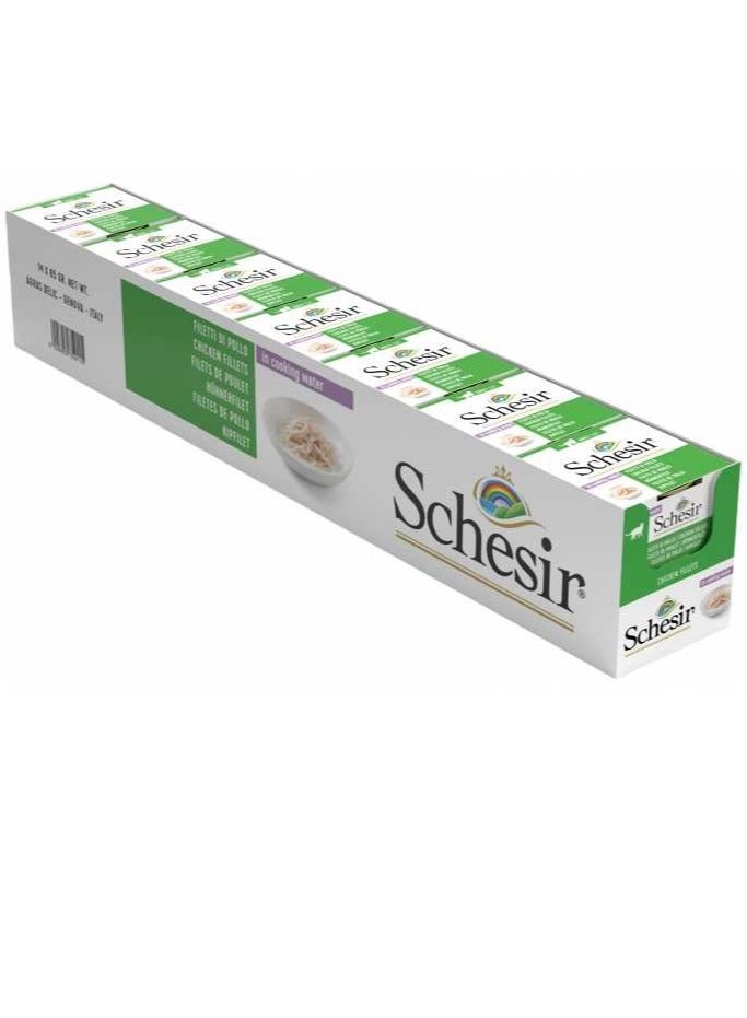 Schesir Pack of 14 Chicken Fillets Natural Style Cat Wet Food 14x85g - Image 1