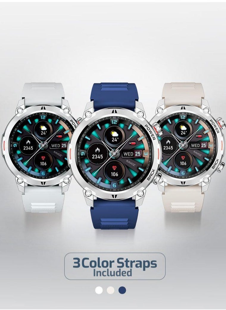 RAVOZ Rizto R19 Rugged Ultra HD Metallic Black Dial With Three Strap  - Image 4