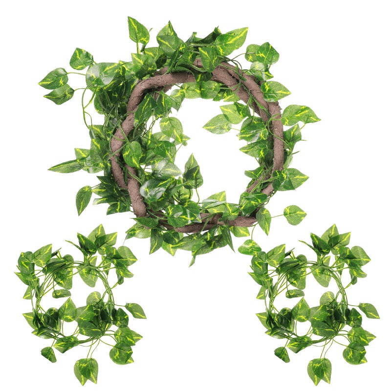 Canlierr 4 Pcs Reptile Vines, Flexible Bendable Jungle Climbing Vine Terrarium, Fake Plants for Reptiles, Artificial Leaves Terrarium Tank Pet Habitat Decor for Bearded Dragons, Lizard, Snake, Gecko - Image 1