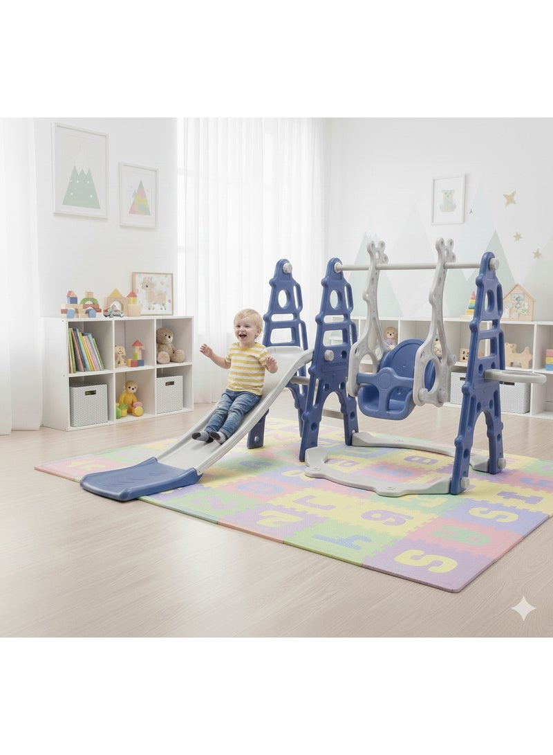 فول جوي مجموعة زحليقة وأرجوحة مع حلقة كرة سلة 3*1 للأطفال،مجموعة ملعب داخلي وخارجي للأطفال الصغار،مجموعة ألعاب تسلق للأطفال - Image 4