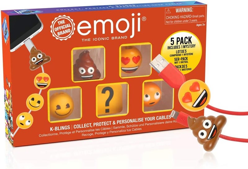 WOW! PODS Emoji K-Bling Collectible Cable Protectors - 5 Pack - Image 1