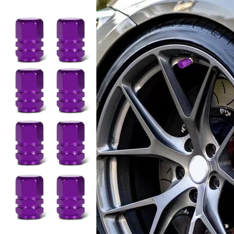 Kutyun 8PCS Aluminum Alloy Tire Valve Stem Caps Universal Dustproof Wheel Valve Covers Car Exterior Accessories for Most Vehicles Purple 8PCS - Image 3
