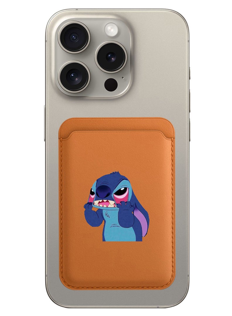 Theodor Magnetic Wallet, Compatible with MagSafe Wallet, for iPhone Wallet, for iPhone 16/15/14/13/12 Series, Not for iPhone 13/12 mini, 3 Card Holder, Vegan Leather, Brown - Stitch - Image 1