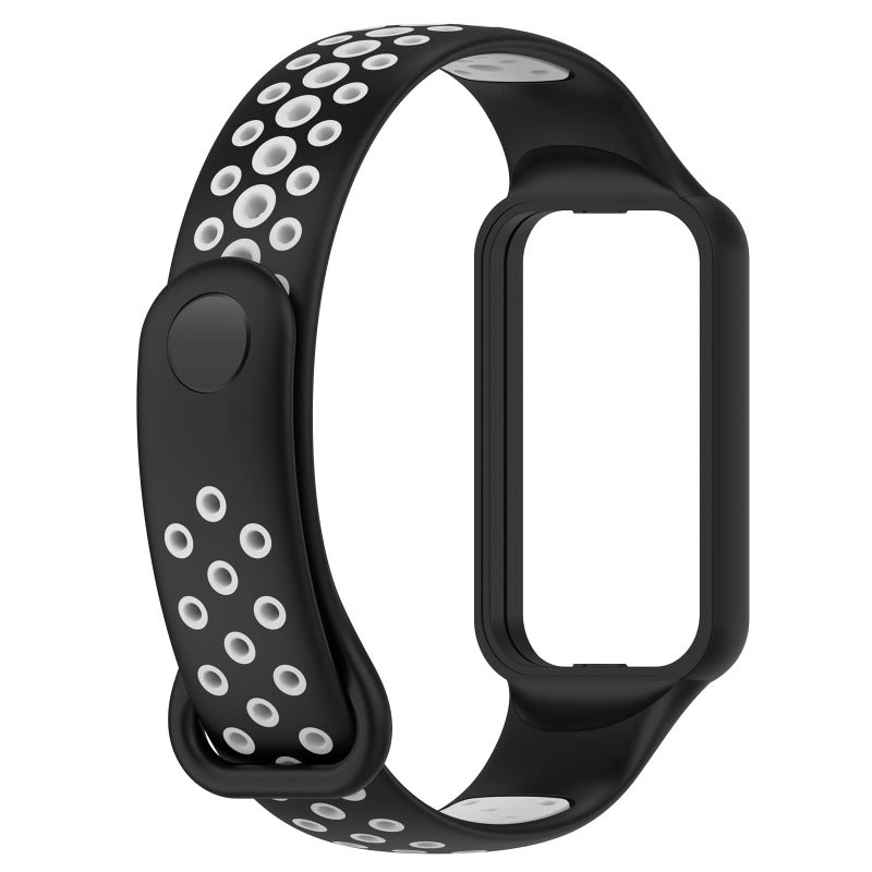 AWADUO Replacement Silicone Strap Compatible with Redmi Band 2, Durable Smartwatch Wristband – Black/Grey - Image 1