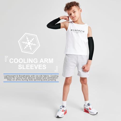 Luwint Kids Arm Sleeves 2 Pairs | UPF 50+ UV Cooling Sun Protection for Boys Girls 4-12 Years - Sports, Outdoor, Football - Image 3