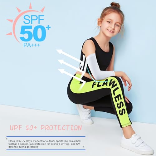 Luwint Kids Arm Sleeves 2 Pairs | UPF 50+ UV Cooling Sun Protection for Boys Girls 4-12 Years - Sports, Outdoor, Football - Image 2