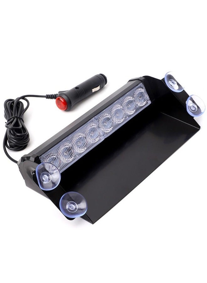 8-LED Red and Blue LED Flash, Emergency Warning, Suction Cup Car Warning Light, Front Windshield Shovel Light, Lane Light, including a 2-meter Extendable Line - Image 1