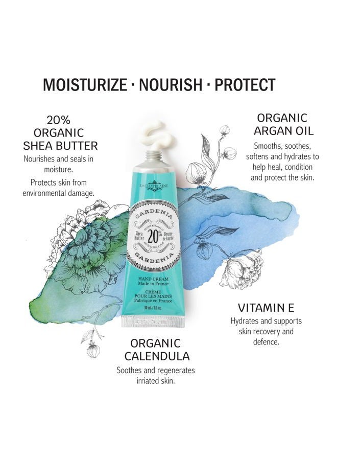 La Chatelaine 20% Shea Butter Hand Cream Travel Size, Organic Argan Oil, Moisturizing, Nourishing, Repairing, Extra-Rich Hand Lotion, Made in France, Paraben Free, 1 oz / 30ml (Gardenia) - Image 2