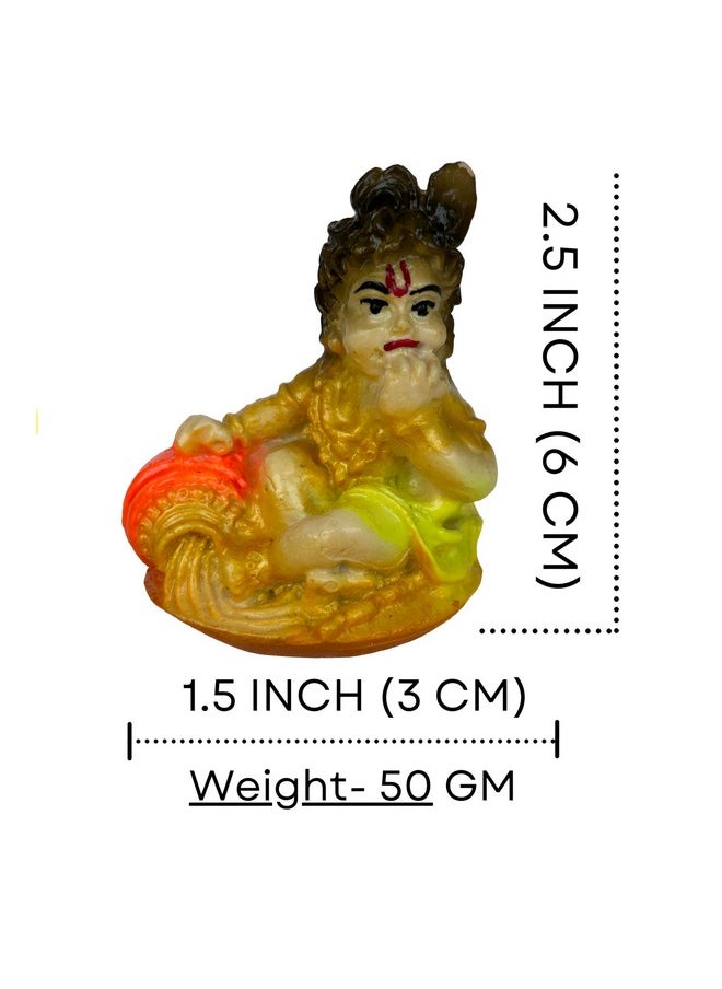 Salvus App SOLUTIONS Salvus APP SOLUTIONS Marble Dust Makhan Chor Laddu Gopal/Baal Gopal Statue, Home-Office Decor & Car Dashboard (Multi_1.5x2.5 Inch)  - Image 2