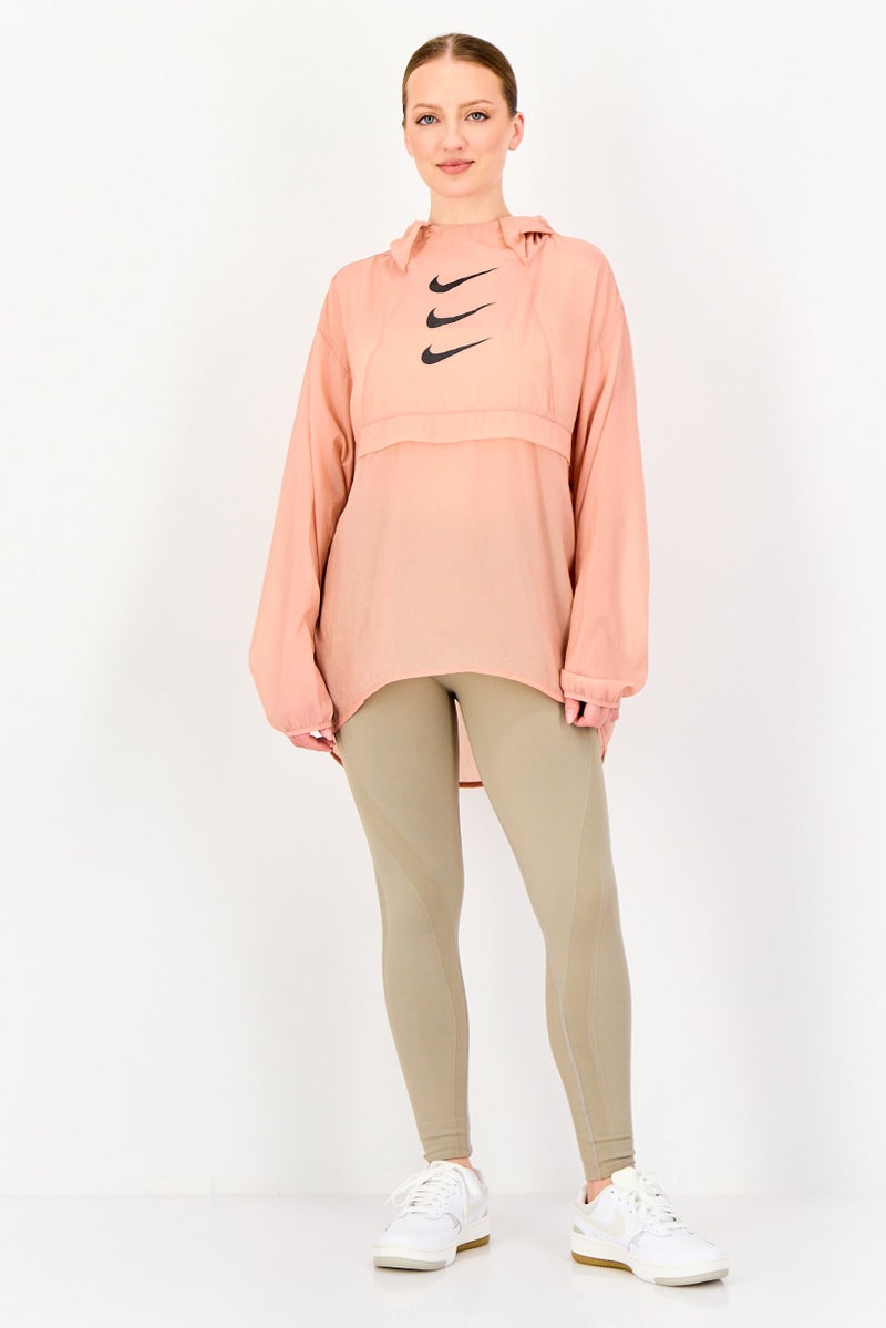 Nike جاكيت جري فضفاض بأكمام طويلة للنساء، وردي قديم - Image 4