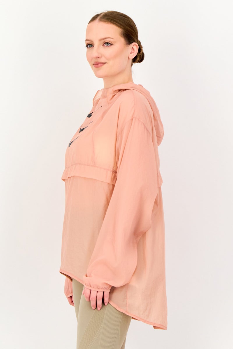 Nike جاكيت جري فضفاض بأكمام طويلة للنساء، وردي قديم - Image 2