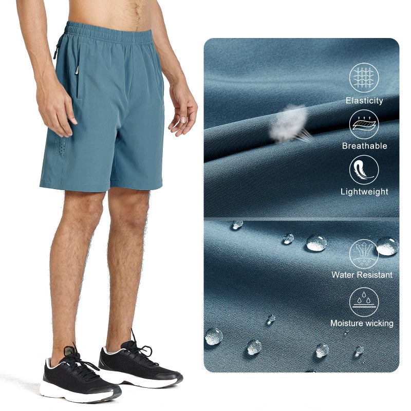 NORTHYARD Men's Athletic Running Shorts Quick Dry Workout Shorts 7"/ 5"/ 9" Lightweight Sports Gym Basketball Shorts Hiking Exercise Greyblue M - Image 4