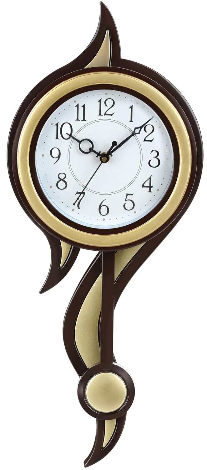Harbour Analog Latest Stylish New Models Wall Clock with Pendulum for Home Living Room Hall Bedroom Size Height 52 CM X Width 22 CM Home Decor Big Size Wall Clock fano Golden - Image 4