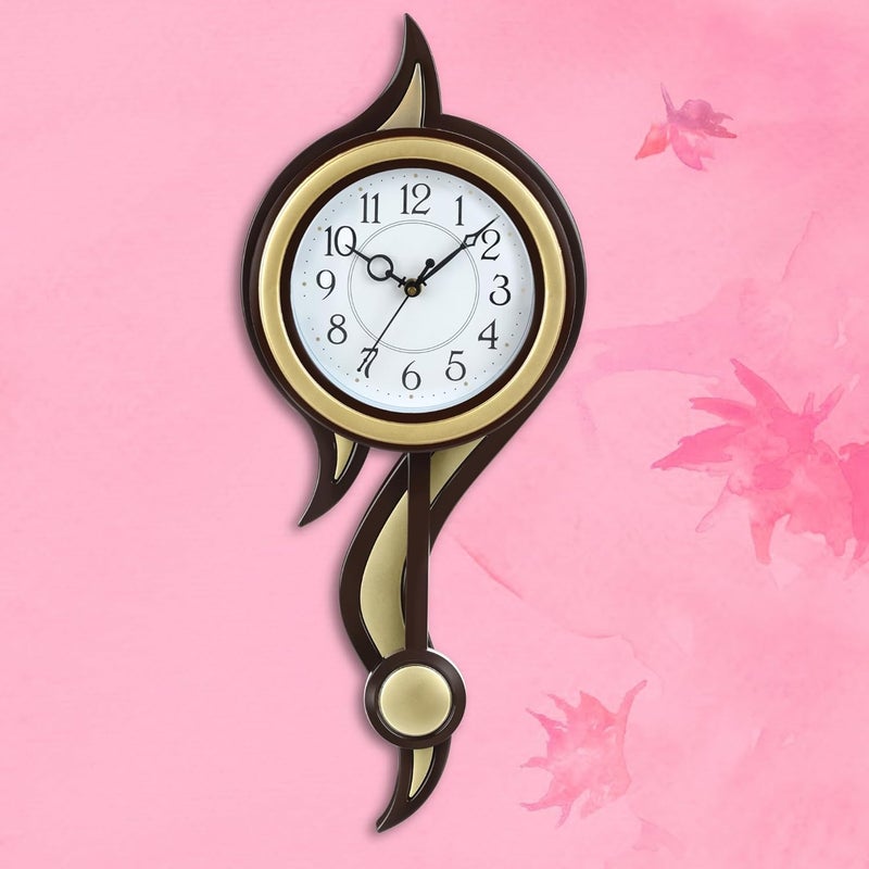 Harbour Analog Latest Stylish New Models Wall Clock with Pendulum for Home Living Room Hall Bedroom Size Height 52 CM X Width 22 CM Home Decor Big Size Wall Clock fano Golden - Image 5