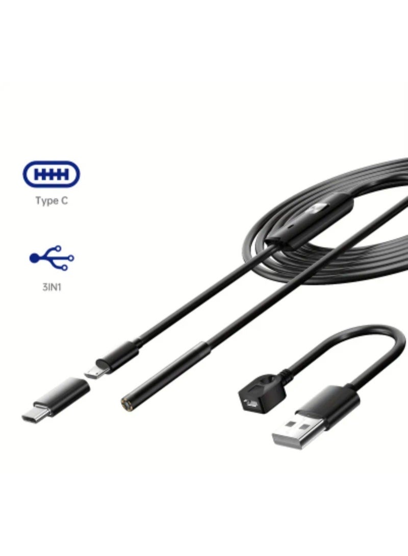 EONLINE 5.5mm Flexible Inspection Camera Endoscope with 3-in-1 USB/Type-C Connector for Android/PC - Image 2