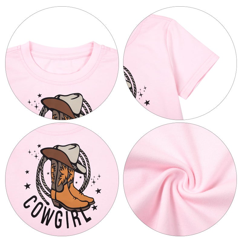 FASHGL Cowboys Boots Hat Western Cowgirls Shirt Mommy and Me Matching Outfits Vintage Country Music Graphic Fringe Tassel Top - Image 5