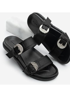 MARJIN Women's Double Banded Stoned Daily Slippers Pivze  - Image 1