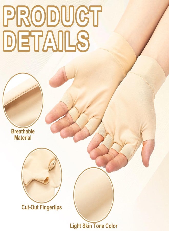Yearntown 3 Pairs Elderly Skin Thin Protector Gloves Tone Fingerless Gloves Bruise Abrasion Protective to Cover Bruising(L,Skin Tone) - Image 3