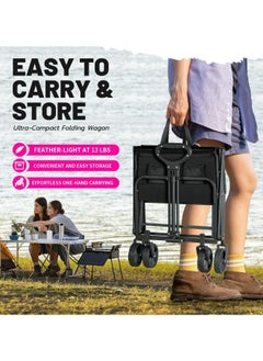 Generic Folding Wagons with Wheels Collapsible, Multi Use Utility Cart with Wheels, Rolling Beach Cart, Shopping Cart Trolley Foldable  - Image 2