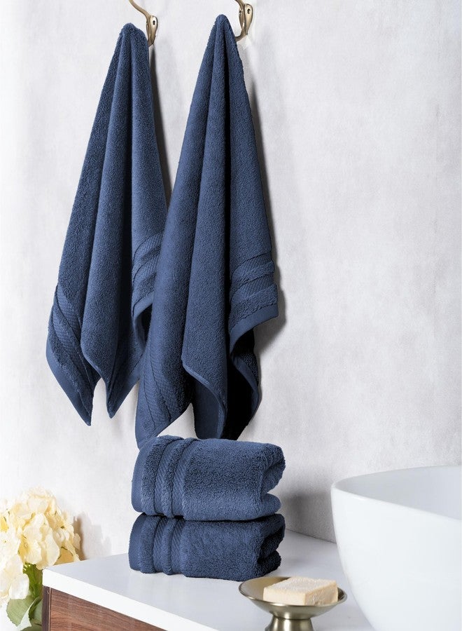 MYTRIDENT Finesse 4 Piece Hand Towels, 625 GSM, 100% Cotton, Navy - Image 2