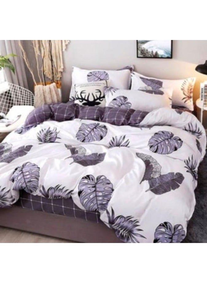 KUYING 3-Piece Leaves Printed Bedding Set 