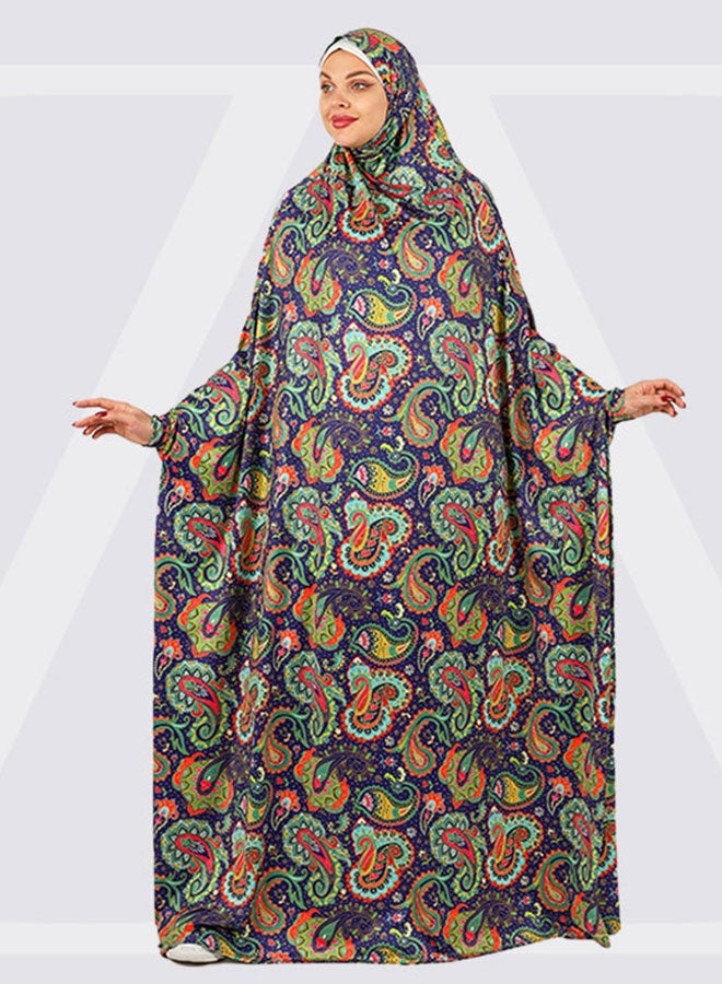 زمرد ثوب صلاة چيرسيه كويتي- مطبوع عملي مع غطاء الرأس  - Image 2