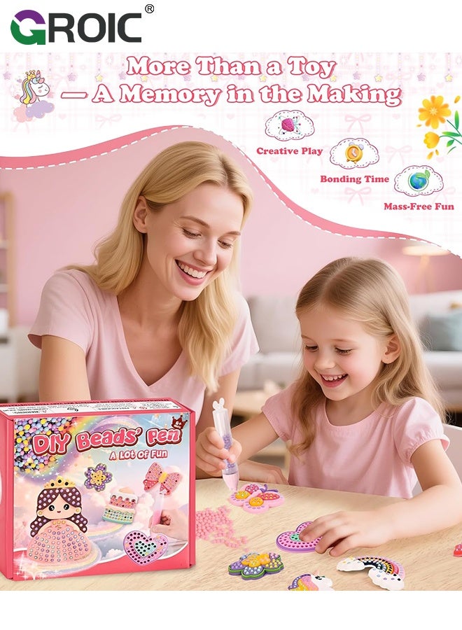 GROIC 12 Pcs DIY Beads Pen, DIY Bead Art & Mosaic Kit for Kids, Easy Arts and Crafts Fun Gem Sticker Kit, Cute Cartoon Princess Diamond Stickers Beads, Creative Arts & Crafts Activity for Boys and Girls - Image 2