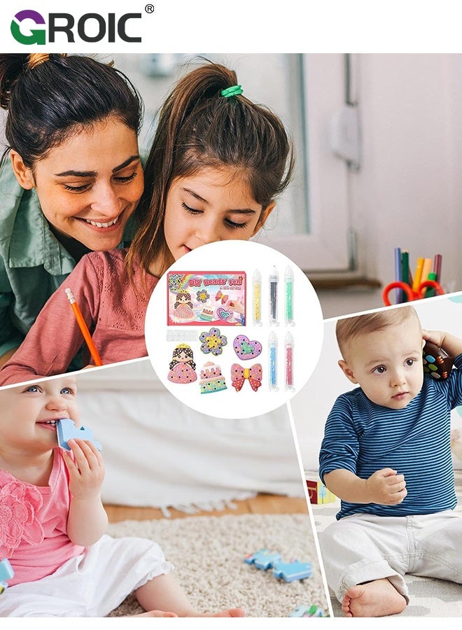 GROIC 12 Pcs DIY Beads Pen, DIY Bead Art & Mosaic Kit for Kids, Easy Arts and Crafts Fun Gem Sticker Kit, Cute Cartoon Princess Diamond Stickers Beads, Creative Arts & Crafts Activity for Boys and Girls - Image 5