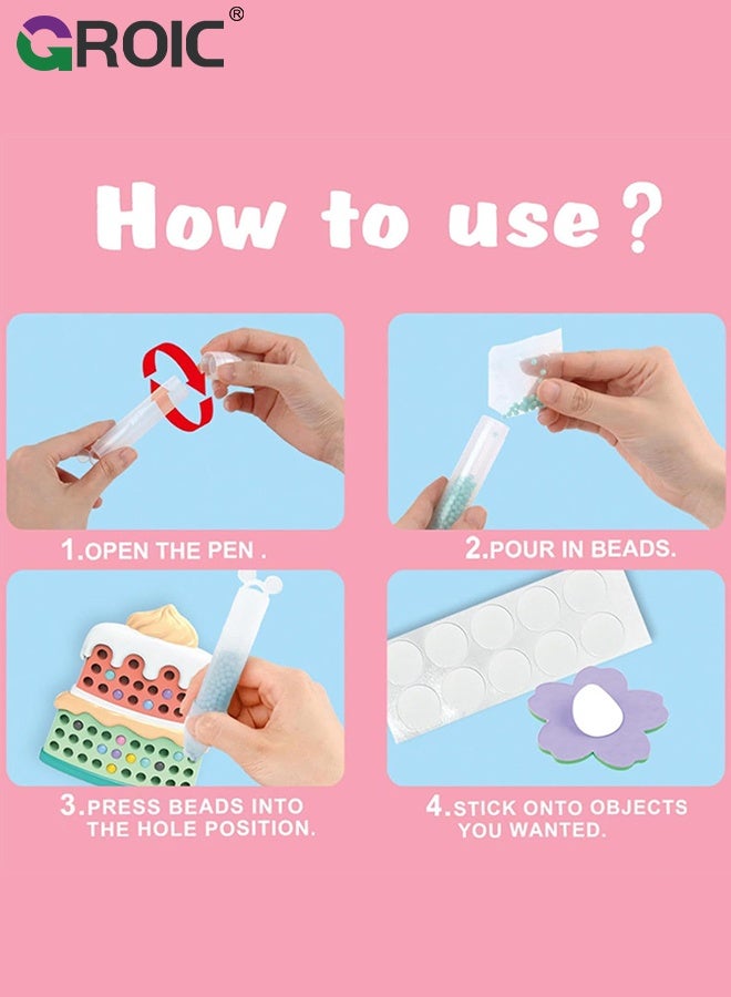 GROIC 12 Pcs DIY Beads Pen, DIY Bead Art & Mosaic Kit for Kids, Easy Arts and Crafts Fun Gem Sticker Kit, Cute Cartoon Princess Diamond Stickers Beads, Creative Arts & Crafts Activity for Boys and Girls - Image 4
