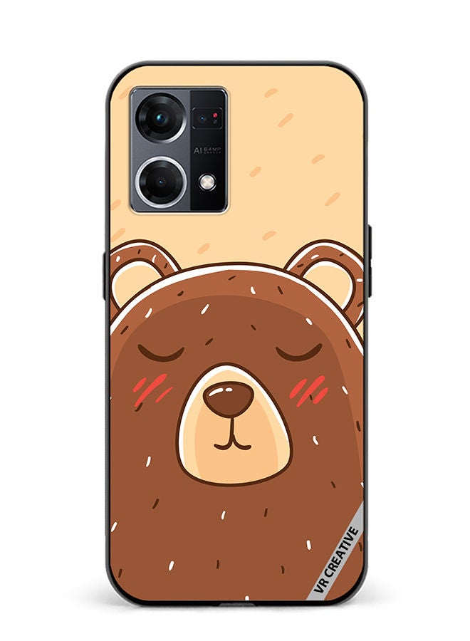 VR CREATIVE Protective Case Cover For Oppo Reno8 4G Sleeping Bear Design Multicolour - Image 1