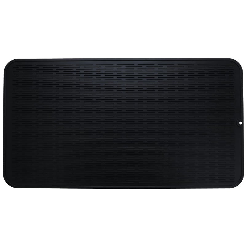 MicoYang Silicone Dish Drying Mat for Multiple UsageEasy cleanEcofriendlyHeatresistant Silicone Mat for Kitchen Counter or SinkRefrigerator or Drawer Liner Black 4XL 32 inches x 18 inches