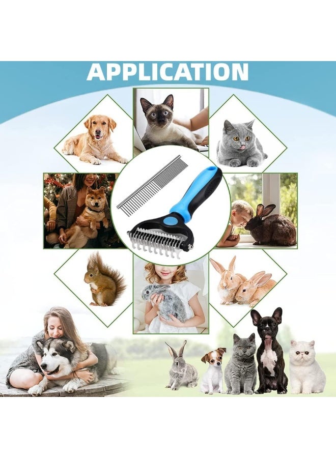 Coodipet Dematting Comb for Dog and Cat, Pet Grooming Rake and Brushes for Small, Medium & Large Dogs 17+9 Double Sided Deshedding Tool Removes Knots and Tangled Hair (Blue) - Image 5