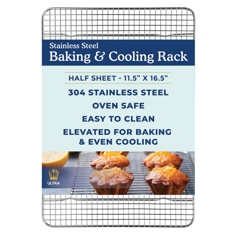 Ultra Cuisine Ultra Cuisine Heavy Duty Cooling Rack for Cooking and Baking  Professional Grade Premium100 Stainless Steel Baking Rack  Wire Cooling Mesh for Roasting  Grilling  Dishwasher Safe  115 x 165