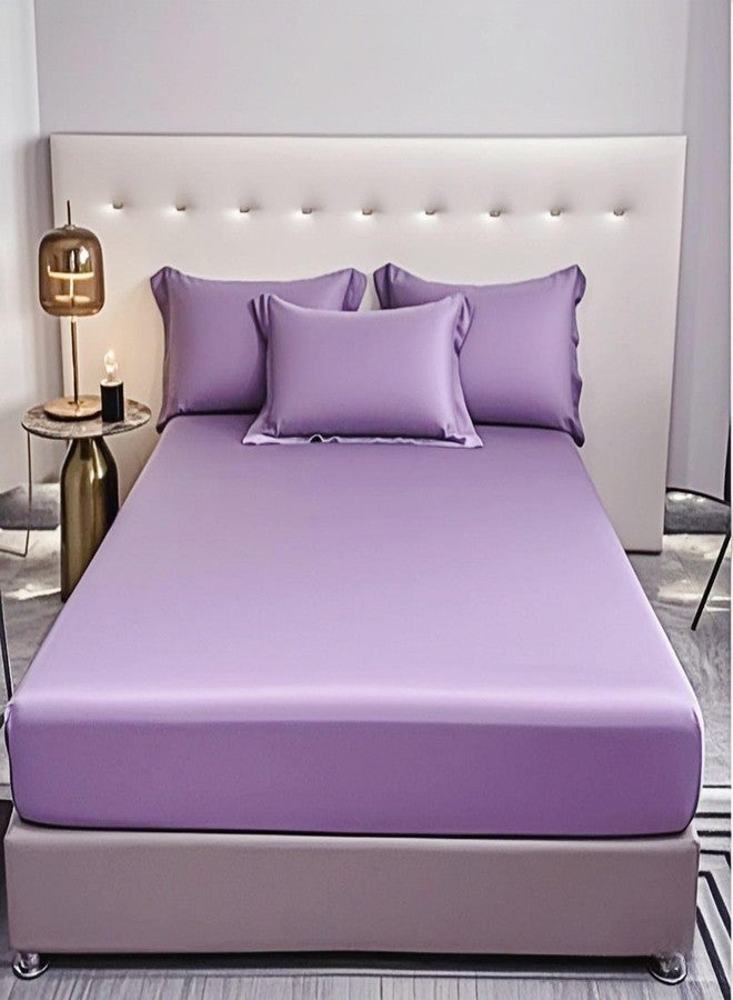 HMACOLOR BEDDING Fitted Sheet Twin - Hotel Luxury Bottom Fitted Sheets Only - 100% Organic Cotton Fitted Bed Sheet - Deep Pocket Fitted Sheet Only, 39" x 75" + 14" (Twin, Lavender) - Image 1