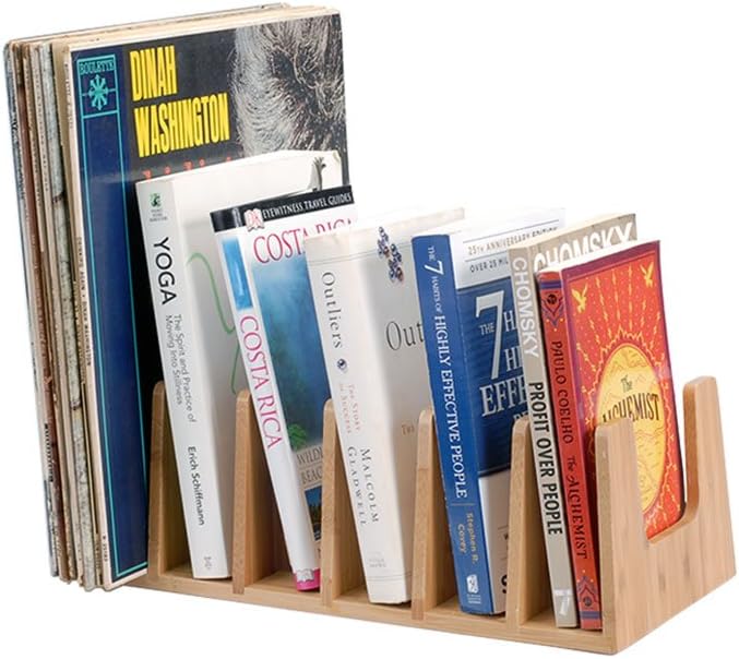 MobileVision Bamboo Versatile 6 Dividers/Sections Orgainzer for Book Rack, Video, CD, Record Organizer (7" L x 14" W x 5 H) - Image 1
